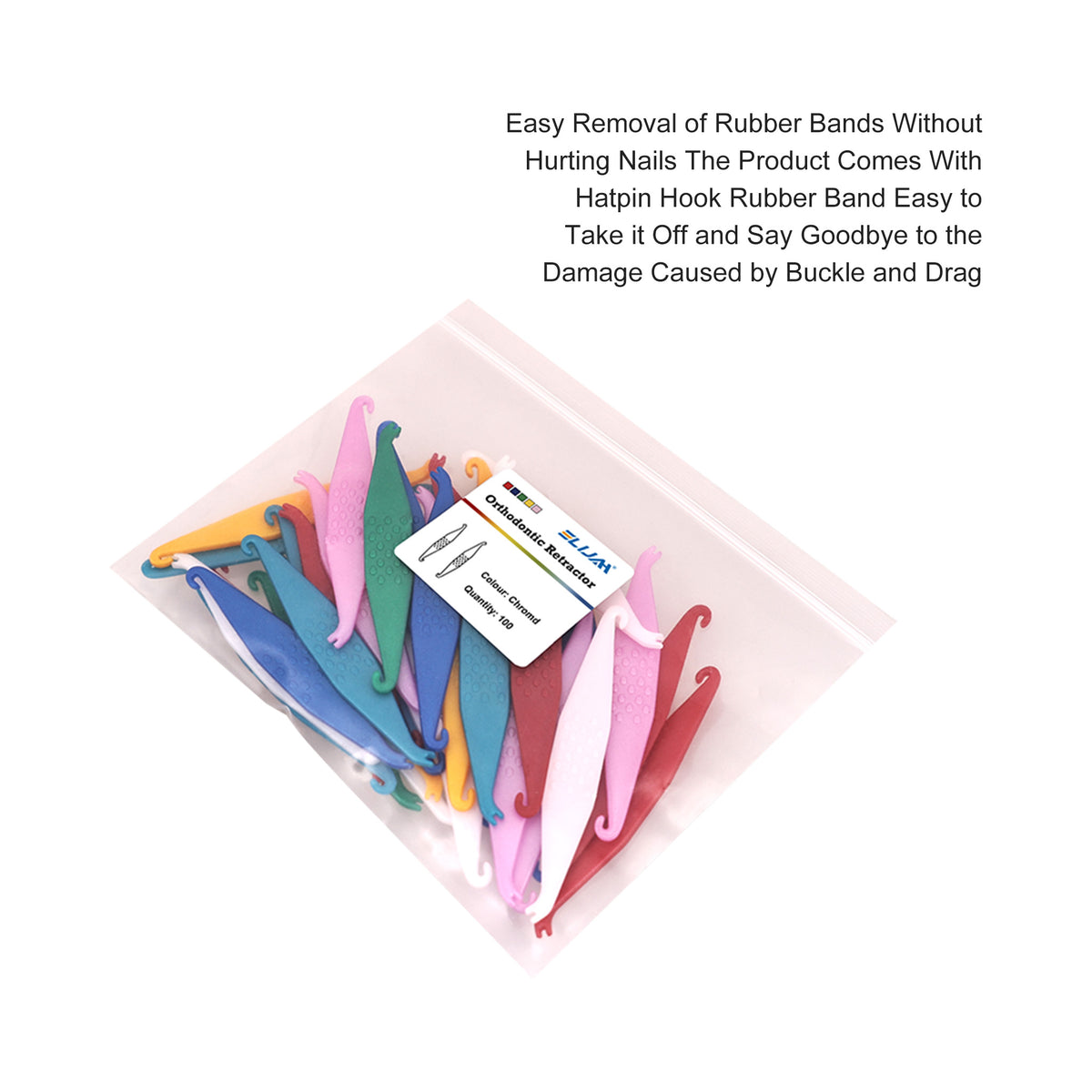Rubber band hook packaging box detail shot