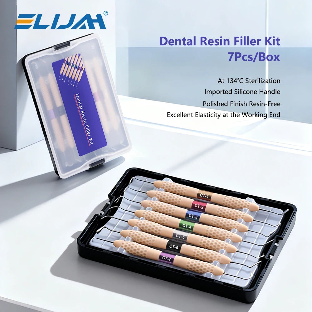 ELIJAH Dental Silicone Handle Resin Filler Kit Aesthetic Restoration Kit for Resin Knife Spatula 134°C Autoclavable Dental Tools - Denspay Dental - Dental Filling Tool