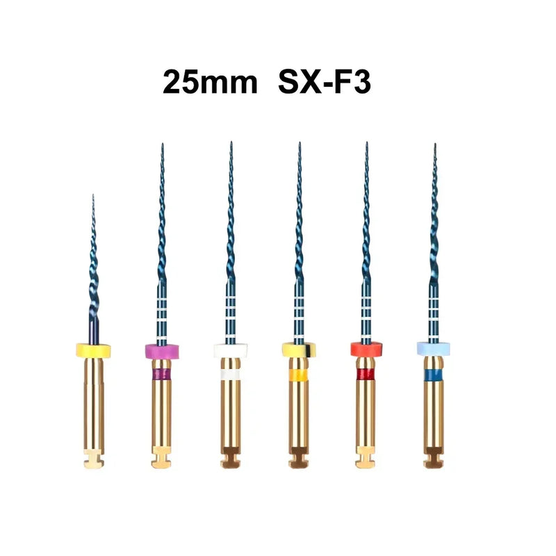 6Pcs/box Dental 21/25mm Sx-F3 Niti Super Blue Rotary Heat Activated Endodontic Canal Root Files Engine Use Files Dentistry Tools