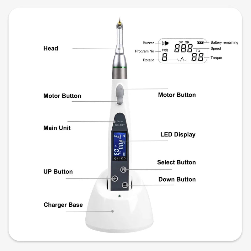 Cordless Dental Endo Motor 16:1 Dental Reduction Equipment Endo Motor With LED Light Imported Motor Root Canal Instrument Tool
