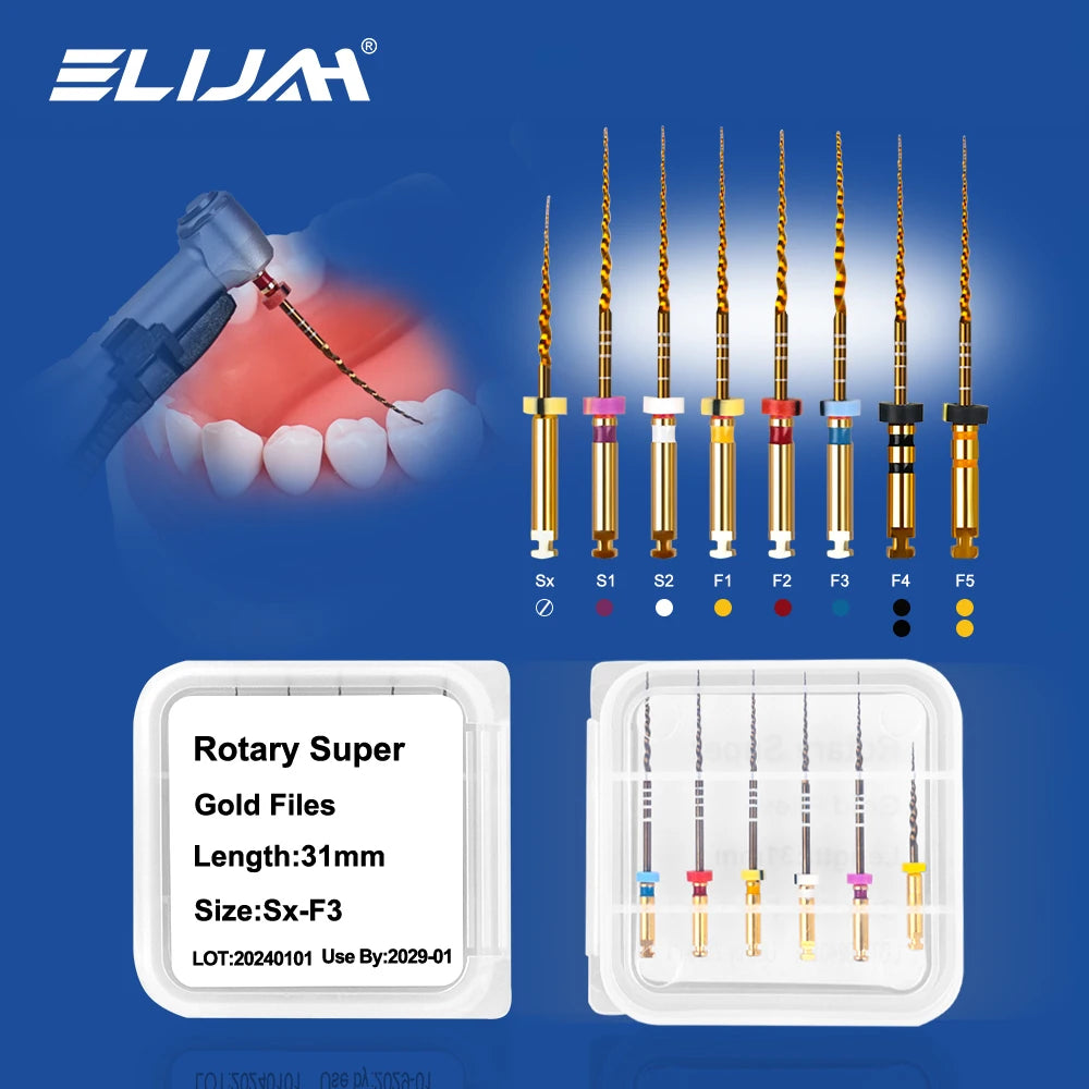 CYF209 6pcs Dental Rotary Super Gold Files - Denspay Dental - Rotary Files