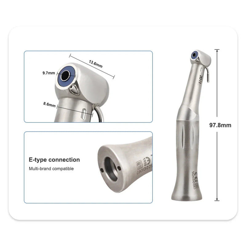 Dental Low Speed Handpiece 20:1 Reduction Implant Surgery Contra Angle Handpiece Push Button Air Turbine Dentistry Instrument