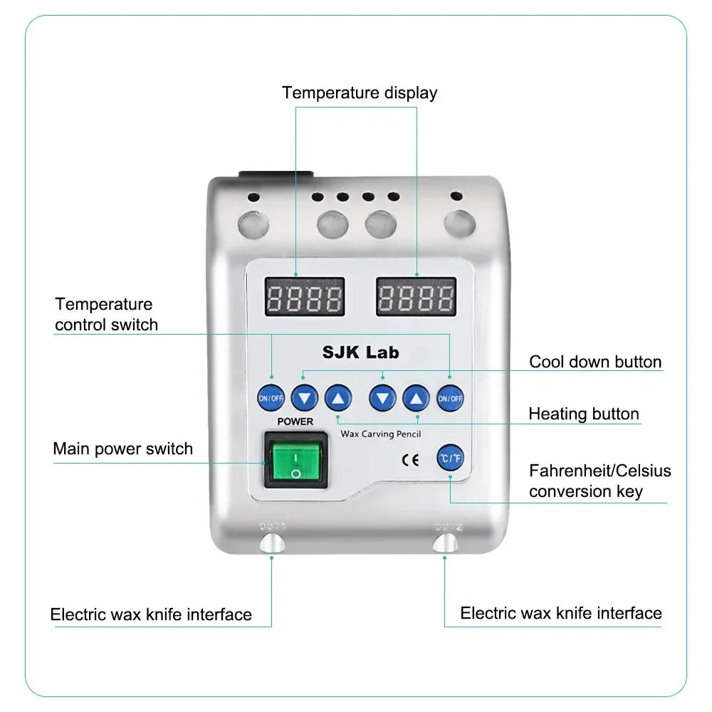 CYO004 Dental Electric Wax Double Pen with 6 Wax Tips - Denspay Dental - Electric Wax Knife