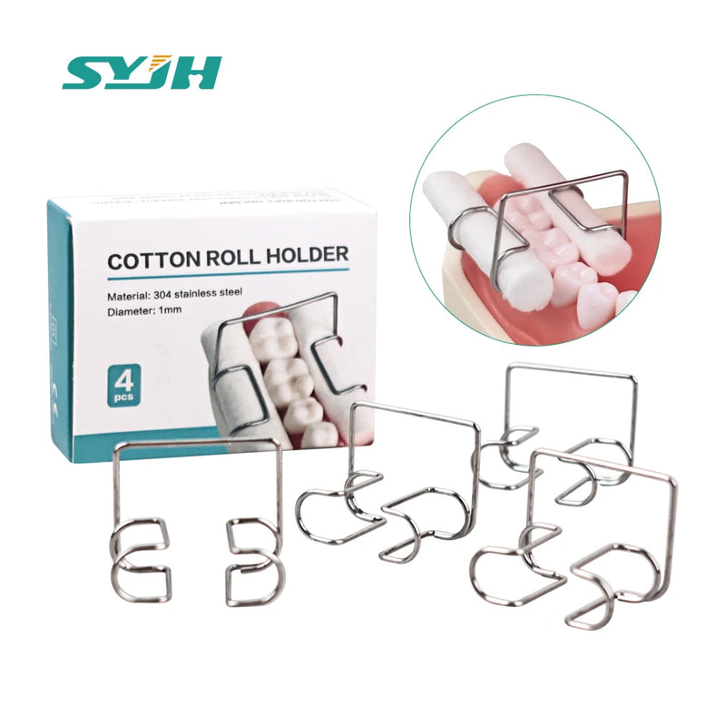 4Pcs Dental Orthodontic Cotton Roll Clip Stainless Steel Autoclavable Cotton Roll Holder Ortho Isolator Tool Dentistry Lab Tools