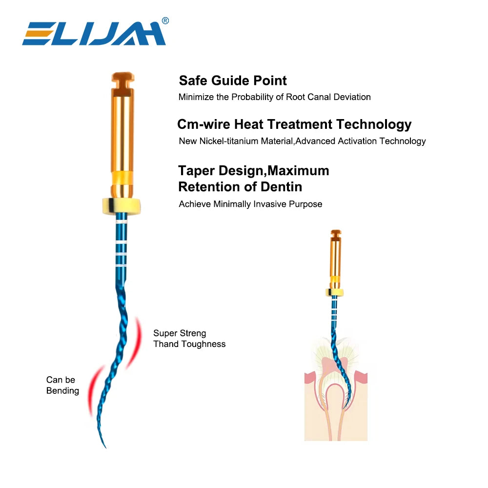 CYF204 NITI Blue Rotary Heat Activated Endodontic Files - Denspay Dental - Self-Adjusting Motor Files