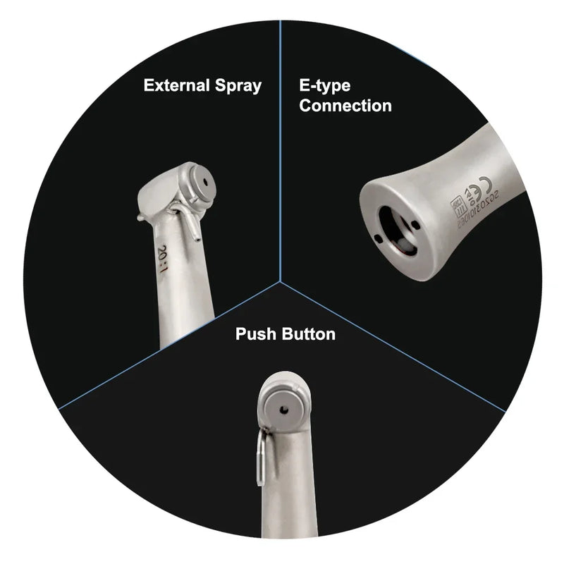 Dental Low Speed Handpiece 20:1 Reduction Implant Surgery Contra Angle Handpiece Push Button Air Turbine Dentistry Instrument