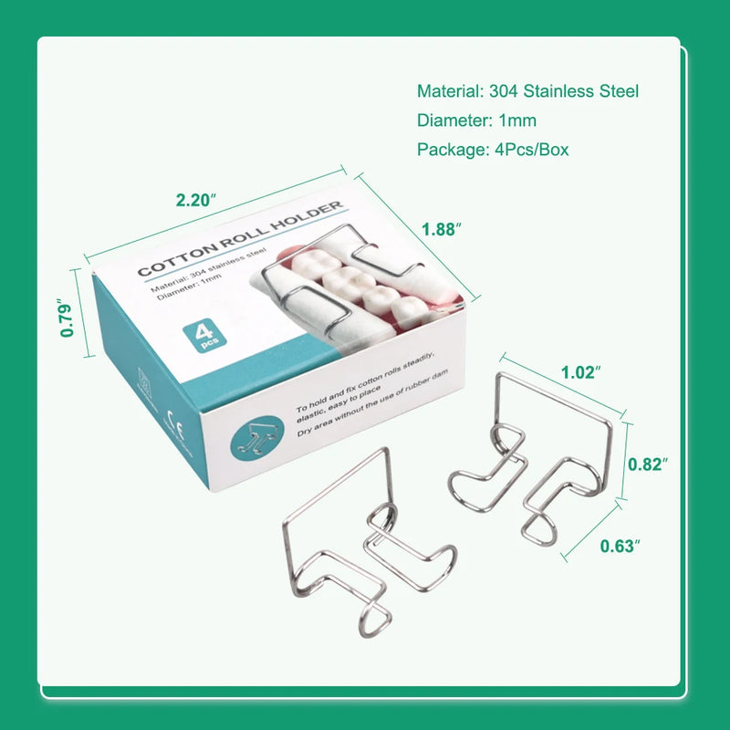 4Pcs Dental Orthodontic Cotton Roll Clip Stainless Steel Autoclavable Cotton Roll Holder Ortho Isolator Tool Dentistry Lab Tools