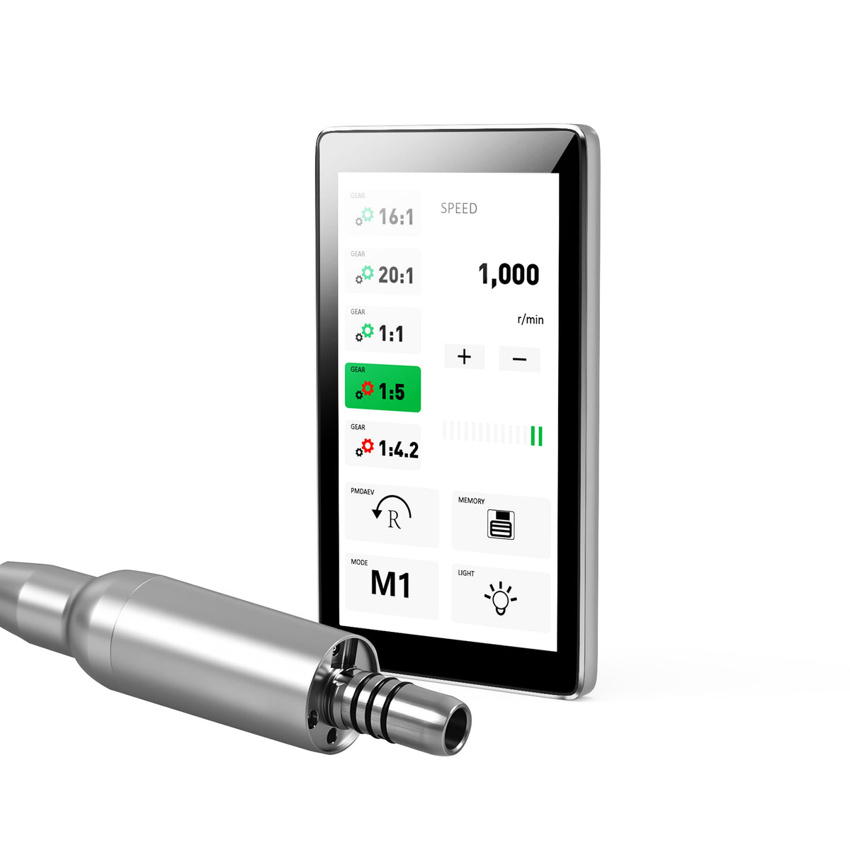 Specification infographic for ELIJAH built‑in micromotor
