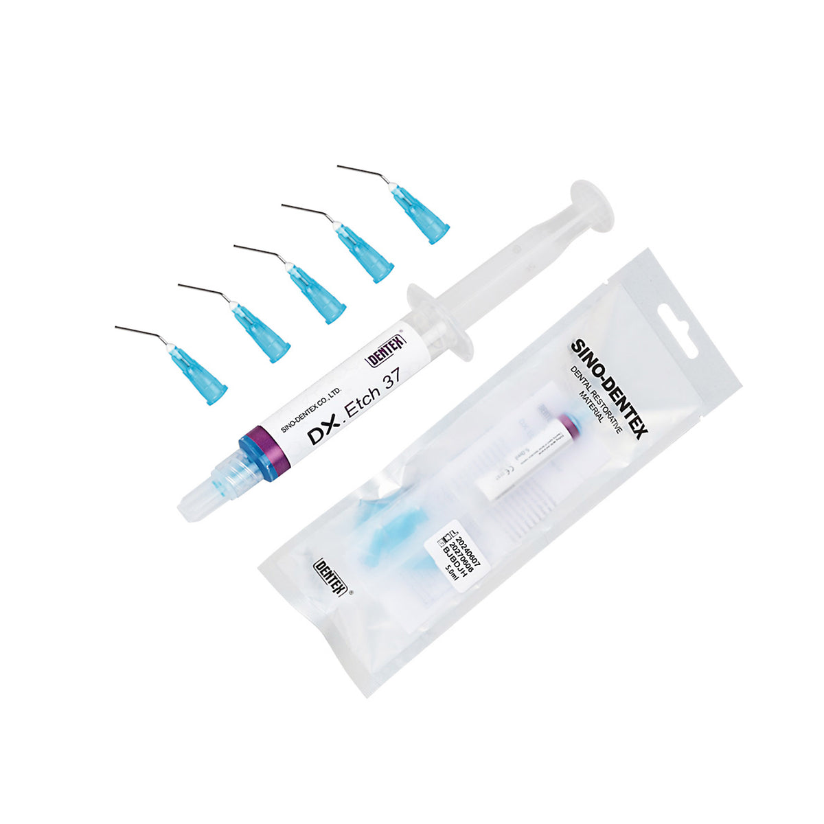 SINO-DENTEX sealed pouch with etch gel syringe and tips