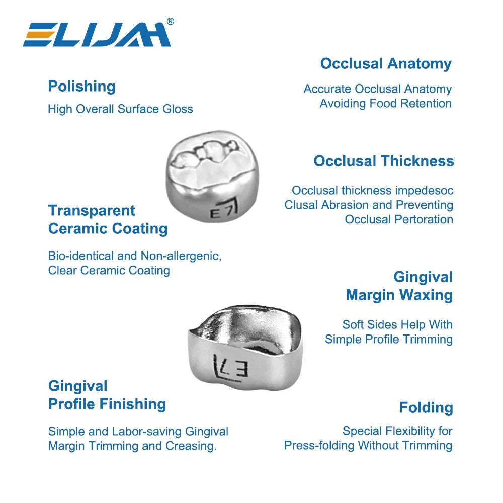CYW839 10Pcs Dental Metal Crown 48 Sizes - Denspay Dental - Dental Crown
