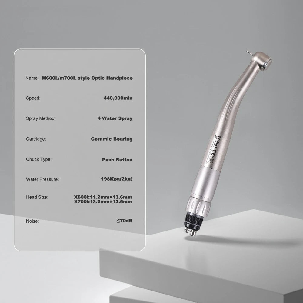 Dental High Speed Handpiece X600L/X700L Fiber Optic Air Turbine 6 Holes Quick Coupler Ceramic Bearing Hnadpiece Dentistry Tools - Denspay Dental - High Speed Handpiece