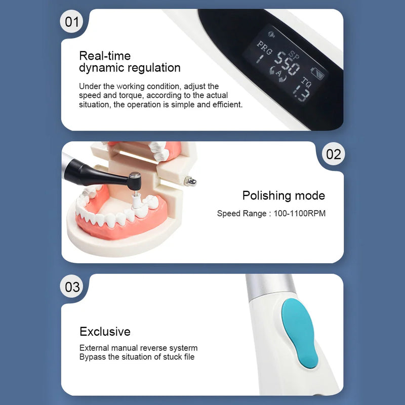 New 9 Programs Cordless Dental LED Endo Motor 16:1 Dental Reduction Contra Angle Dentistry Endodoncia Treatment Equipment Tools