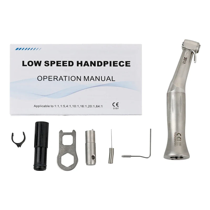 Dental Low Speed Handpiece 20:1 Reduction Implant Surgery Contra Angle Handpiece Push Button Air Turbine Dentistry Instrument