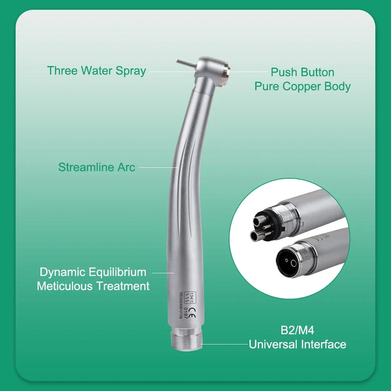 2/4 Holes Dental LED High Speed Handpiece Standard /Torque Head Three Water Spray E-generator Air Turbine Dentistry Tool