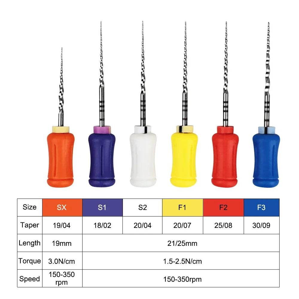 CYF214 Dental Hand Use Root Canal Treatment Pro-Taper Files - Denspay Dental - Self-Adjusting Handheld Files