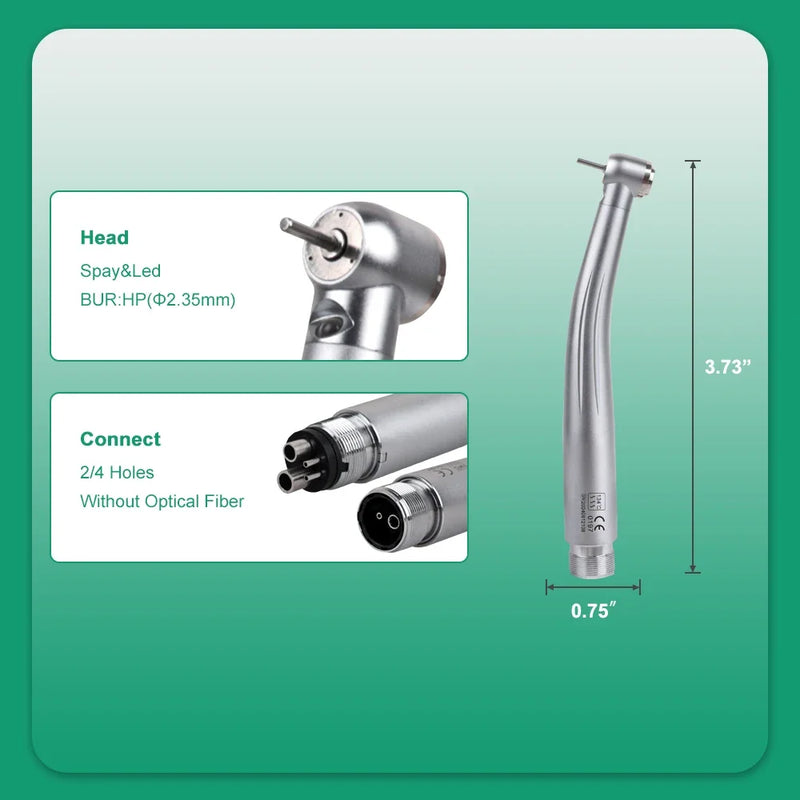 2/4 Holes Dental LED High Speed Handpiece Standard /Torque Head Three Water Spray E-generator Air Turbine Dentistry Tool