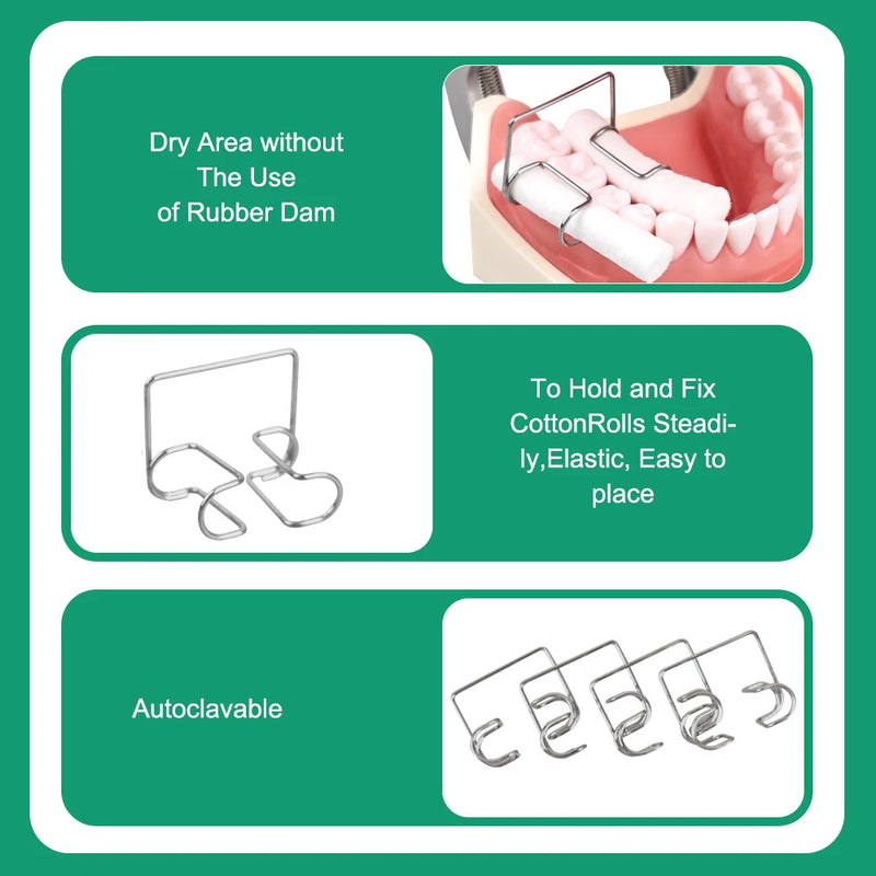 4Pcs Dental Orthodontic Cotton Roll Clip Stainless Steel Autoclavable Cotton Roll Holder Ortho Isolator Tool Dentistry Lab Tools