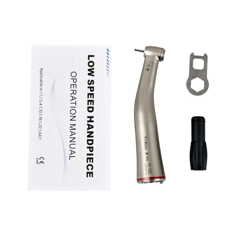 Dental Increasing Red Ring 1:5 Optic Fiber Contra Angle Handpiece  Push Button Internal Water Spray Low Speed Handpiece Tools