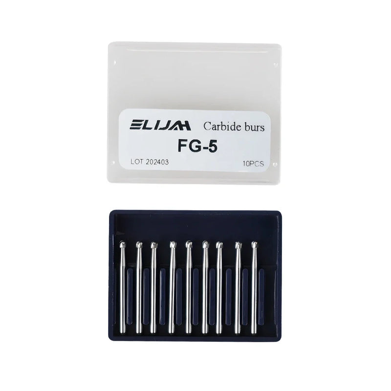10Pcs/Box Dental Carbide Burs FG Round Dental Lab Clinic Tungsten High Speed Drills Dia.1.6mm Strawberries Tungsten Steel Burs