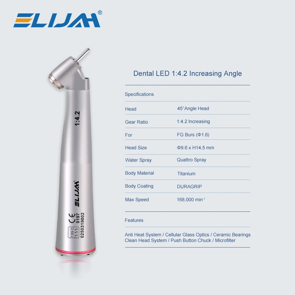 CYC247 Dental LED 1:4.2 Red Ring Contra Angle Handpiece - Denspay Dental - Contra Angle Handpiece