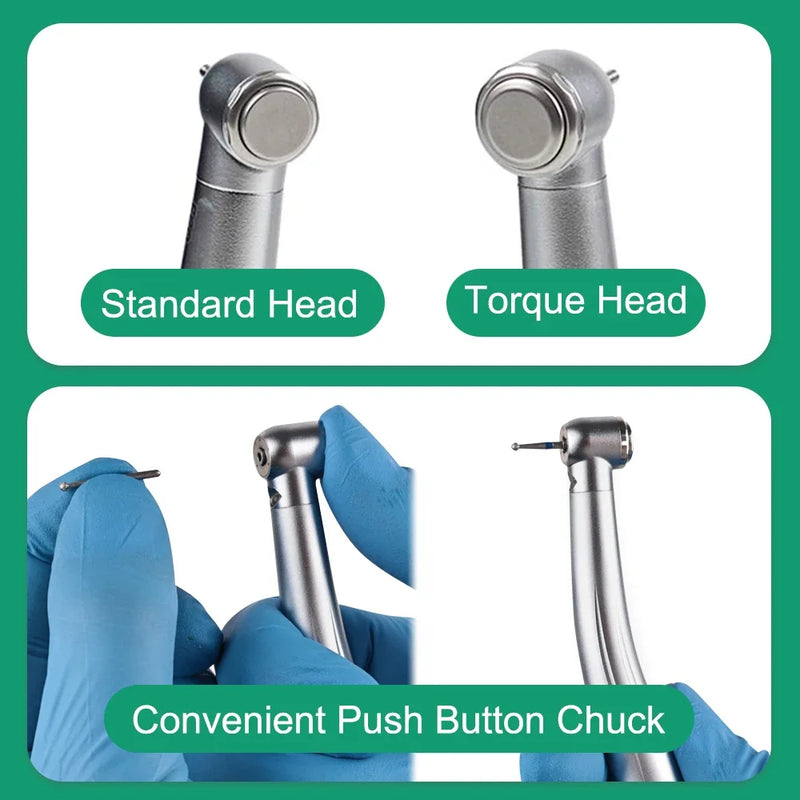 2/4 Holes Dental LED High Speed Handpiece Standard /Torque Head Three Water Spray E-generator Air Turbine Dentistry Tool