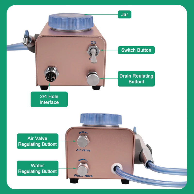 Dental Air Abrasion Sandblasting Scaler Dental Cleaning Sandblasting Scaler 2/4 Holes Polishing Unit Machine with Polisher Tools