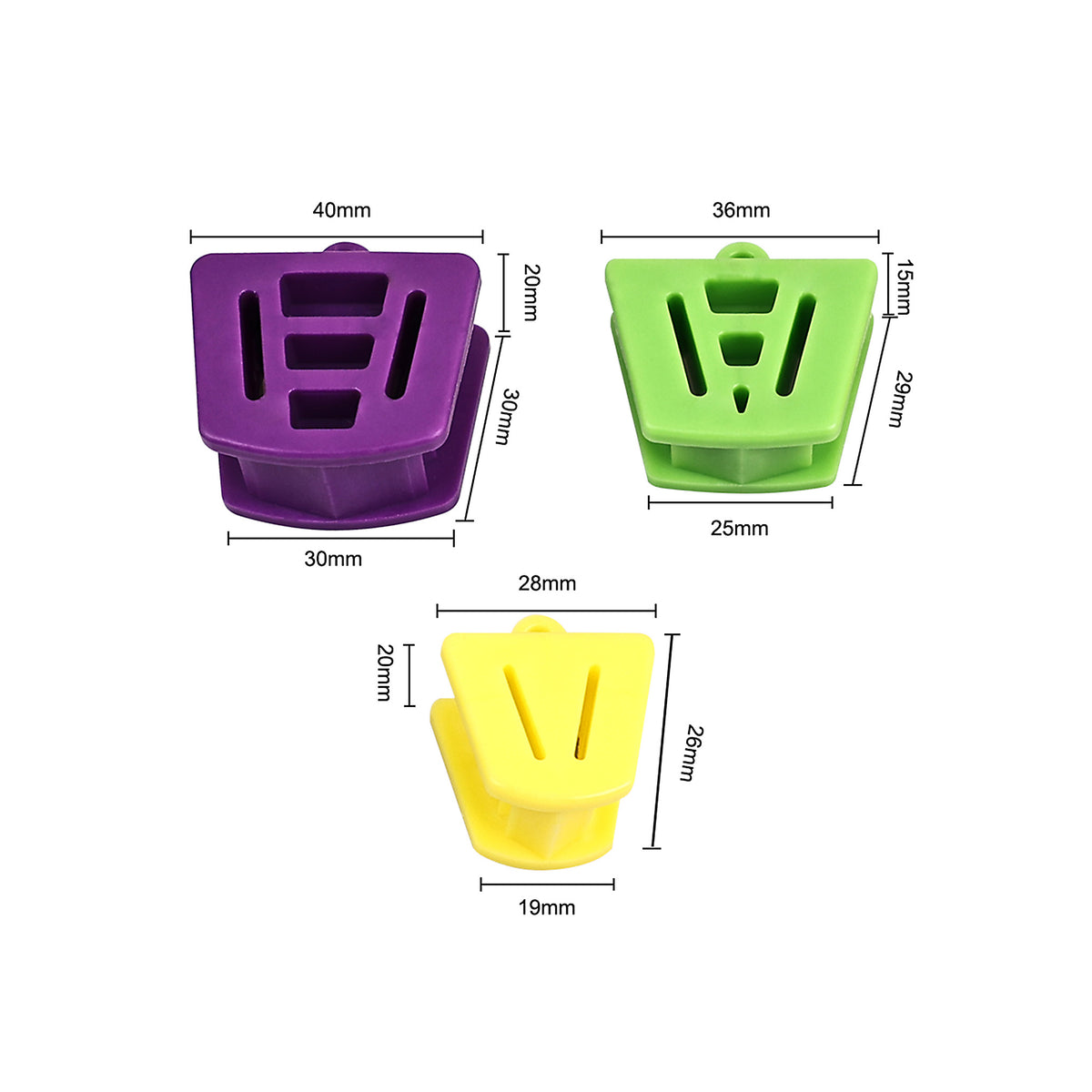 Size comparison of small medium large bite blocks