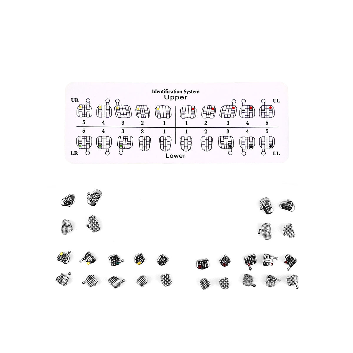 Stainless steel orthodontic bracket surface texture closeup