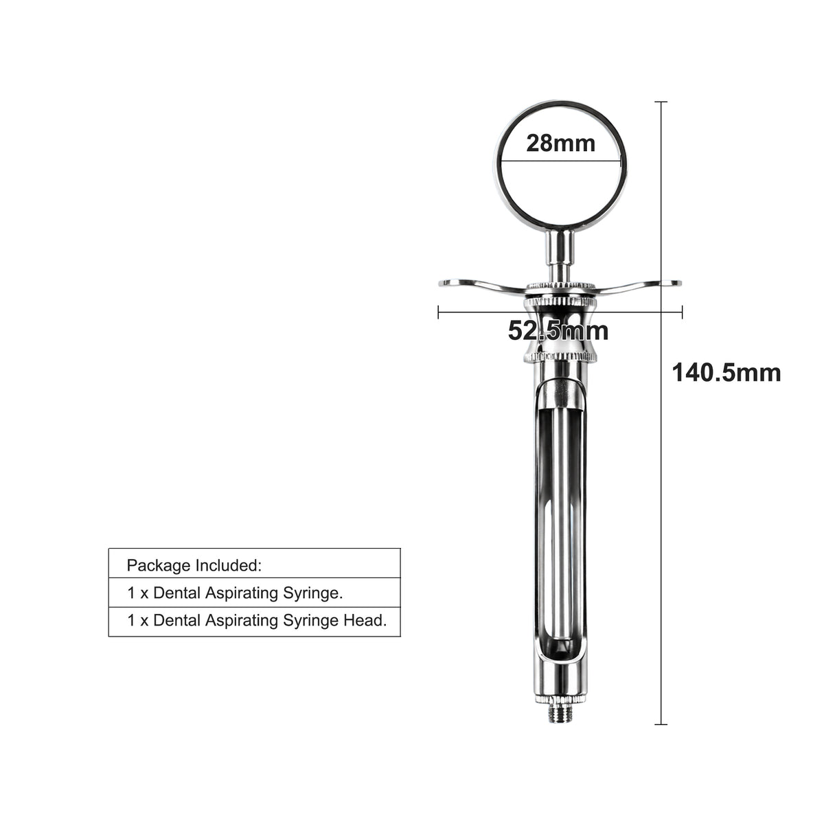Syringe placed on dental instrument tray