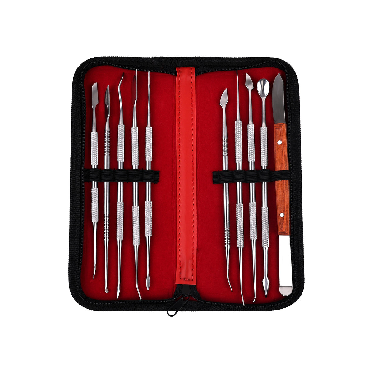 Tool set placed on dental lab workstation