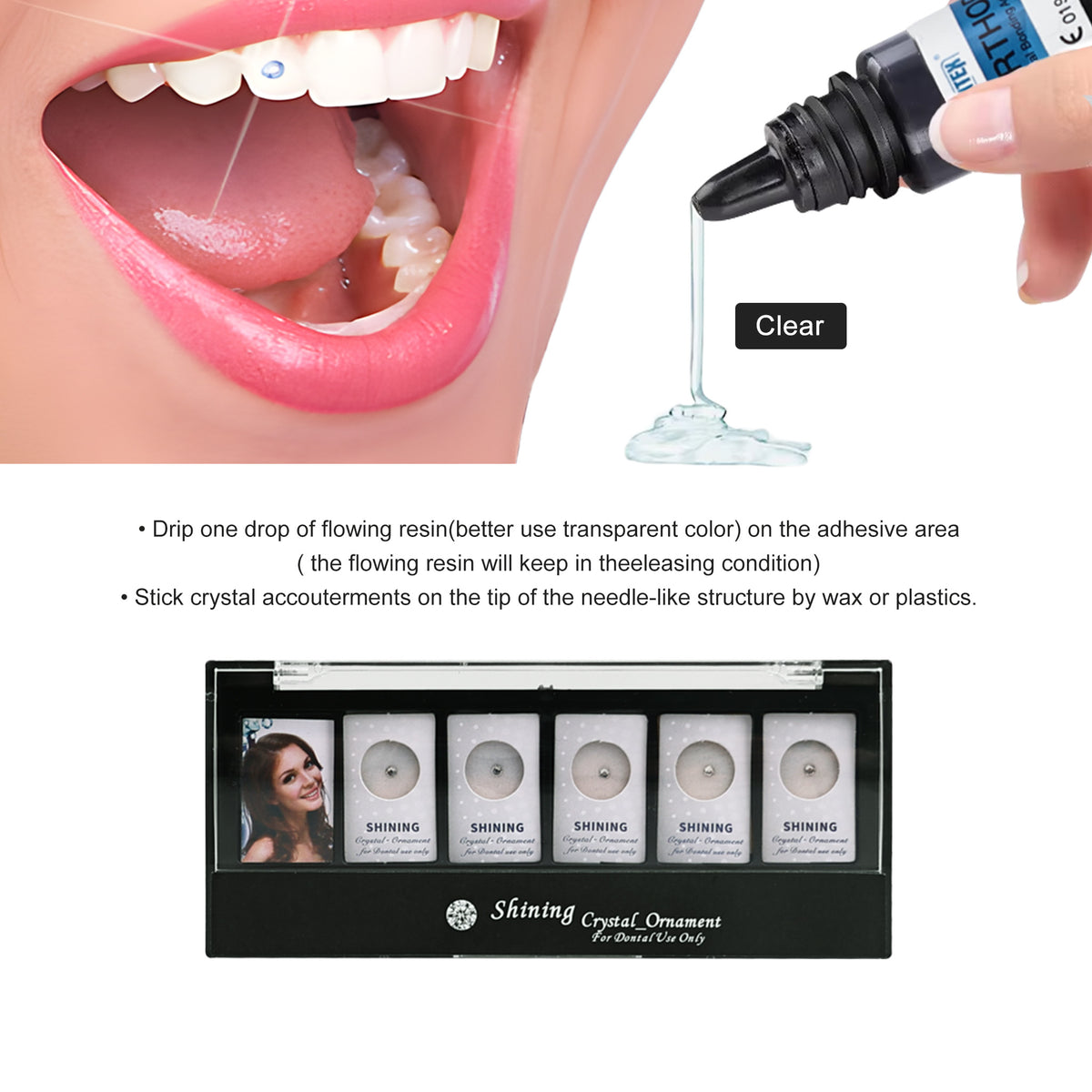 Tooth gem bonded on dental model
