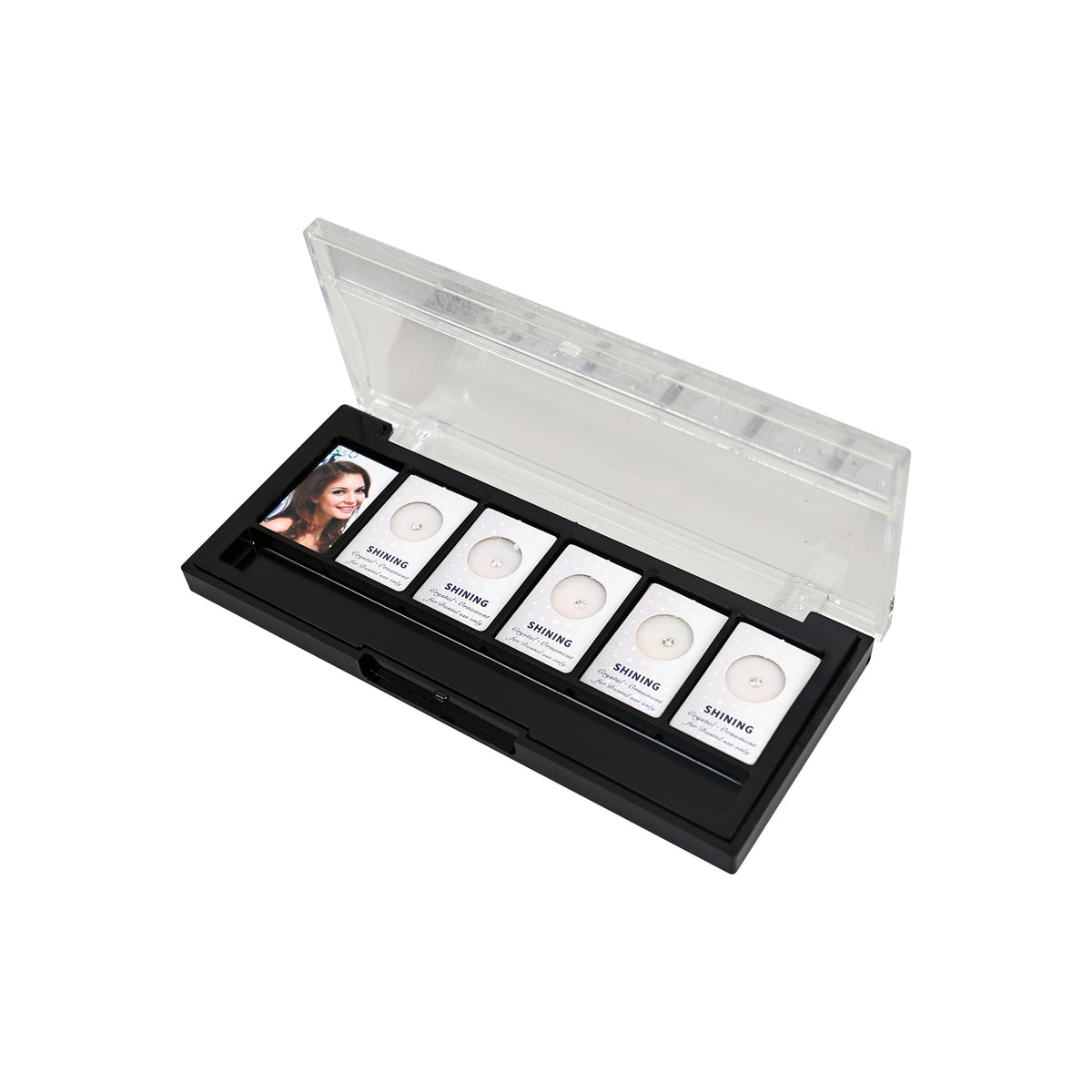 Tooth gem storage tray layout