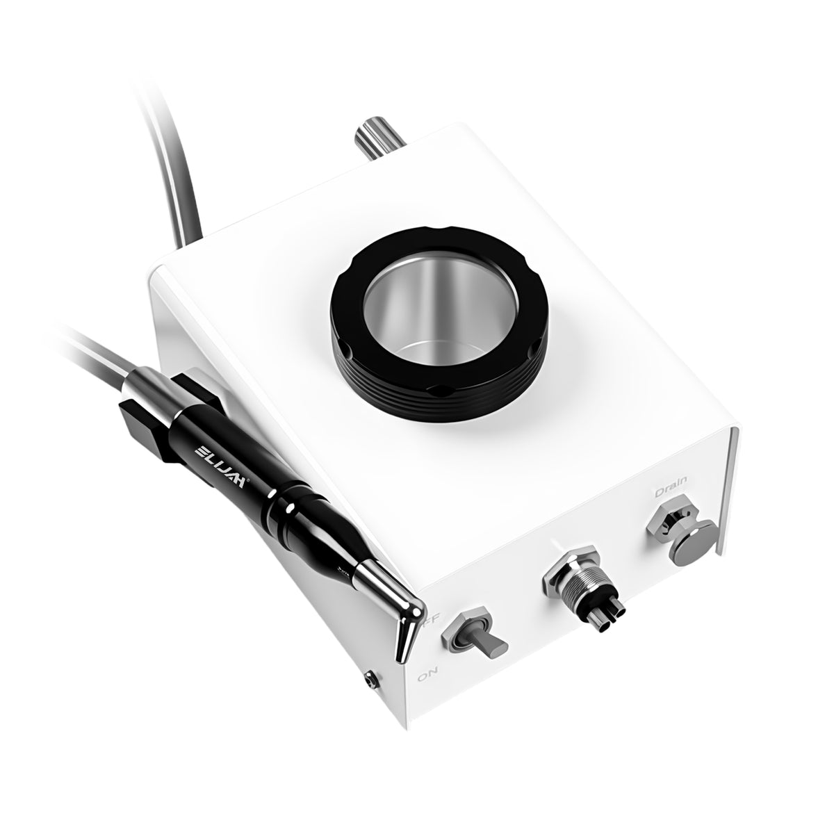 Top view of sandblasting host, powder tank cover detail