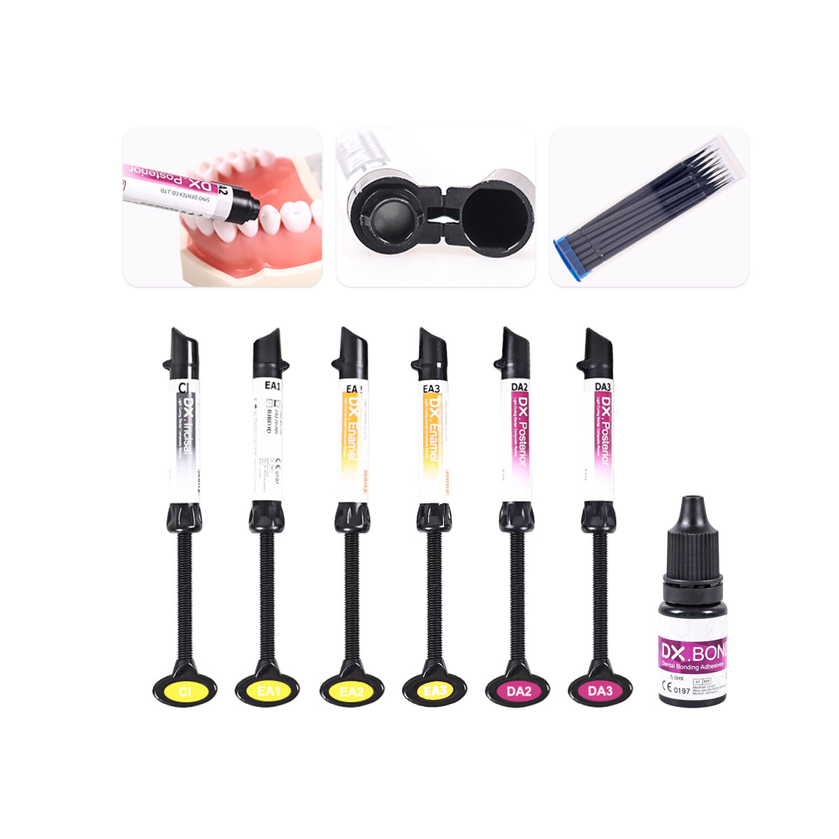 Transparent inner tray with composite syringes and accessories