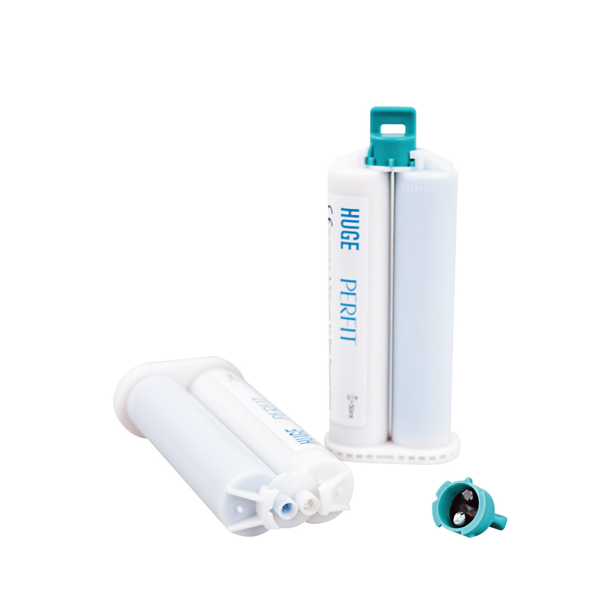 Two PERFIT bite registration cartridges front view