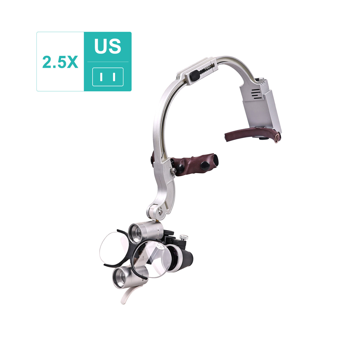 US and EU optional power plug for dental headband loupe headlight