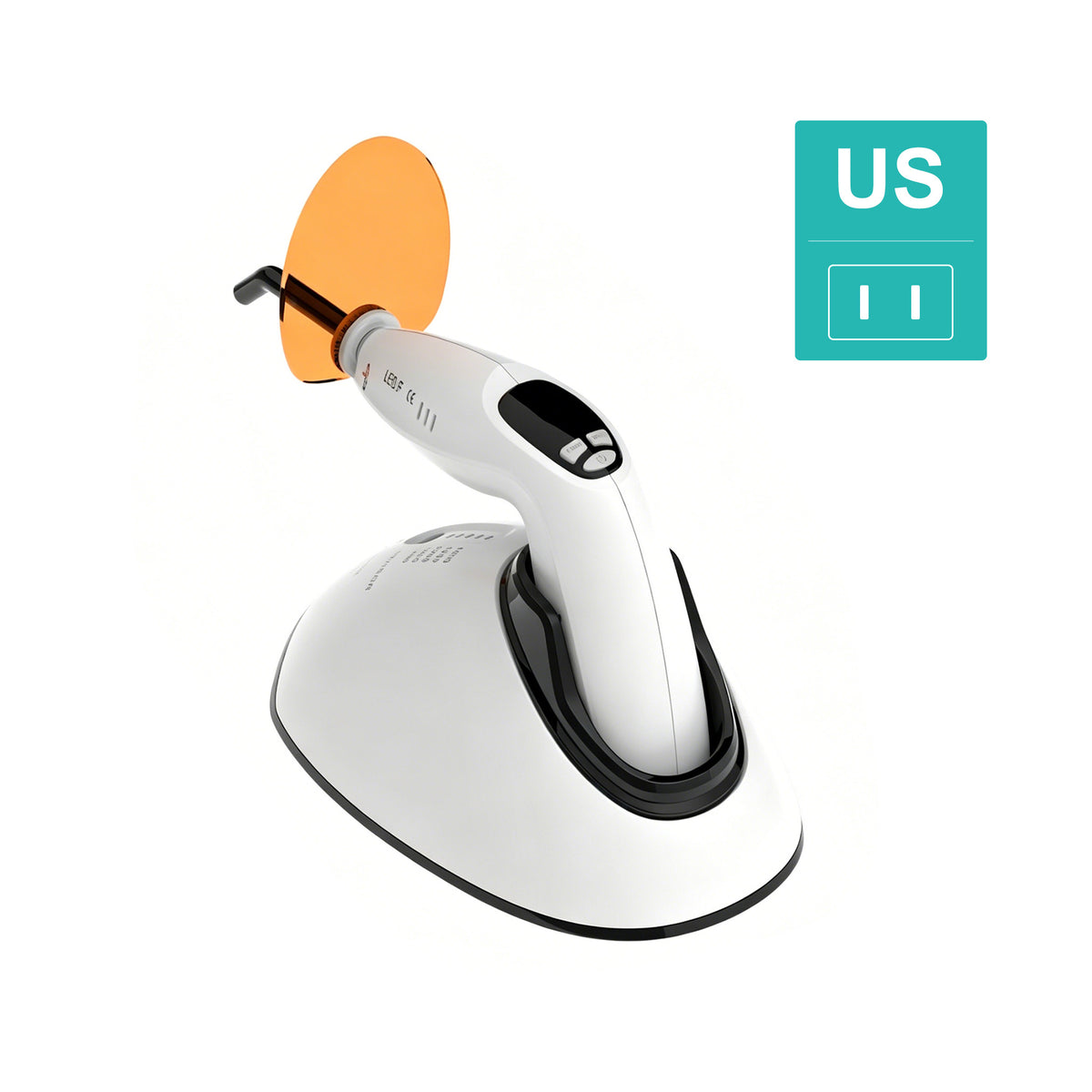 Wireless curing light placed on inductive charging dock