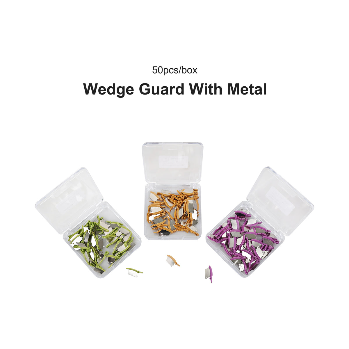 Wedge guard boxes on dental instrument tray