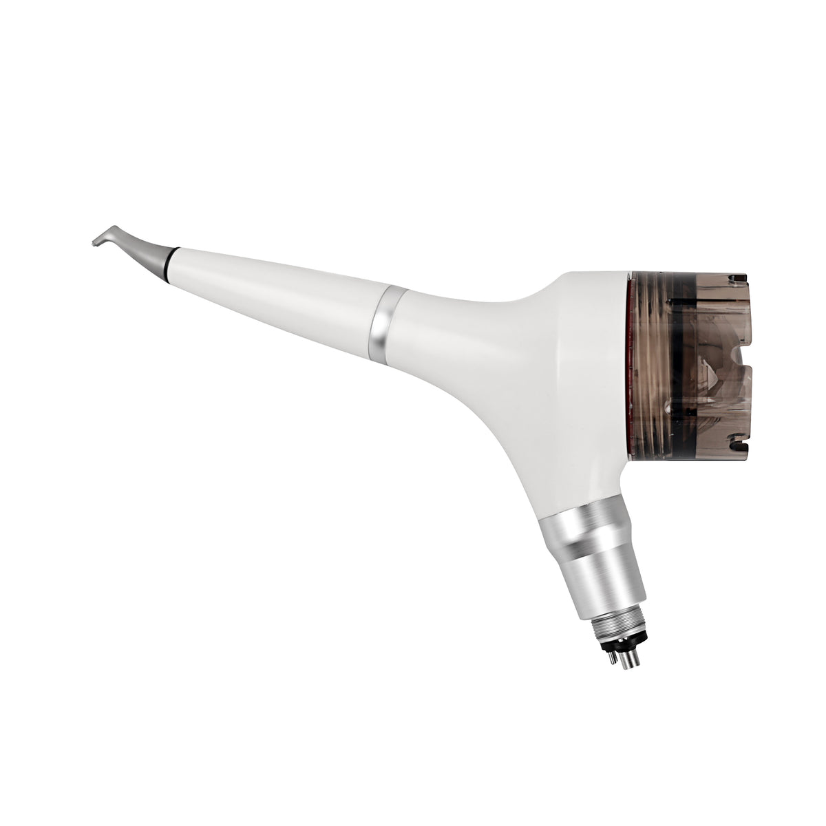 White dental air polisher air flow prophy jet handpiece, white background main shot