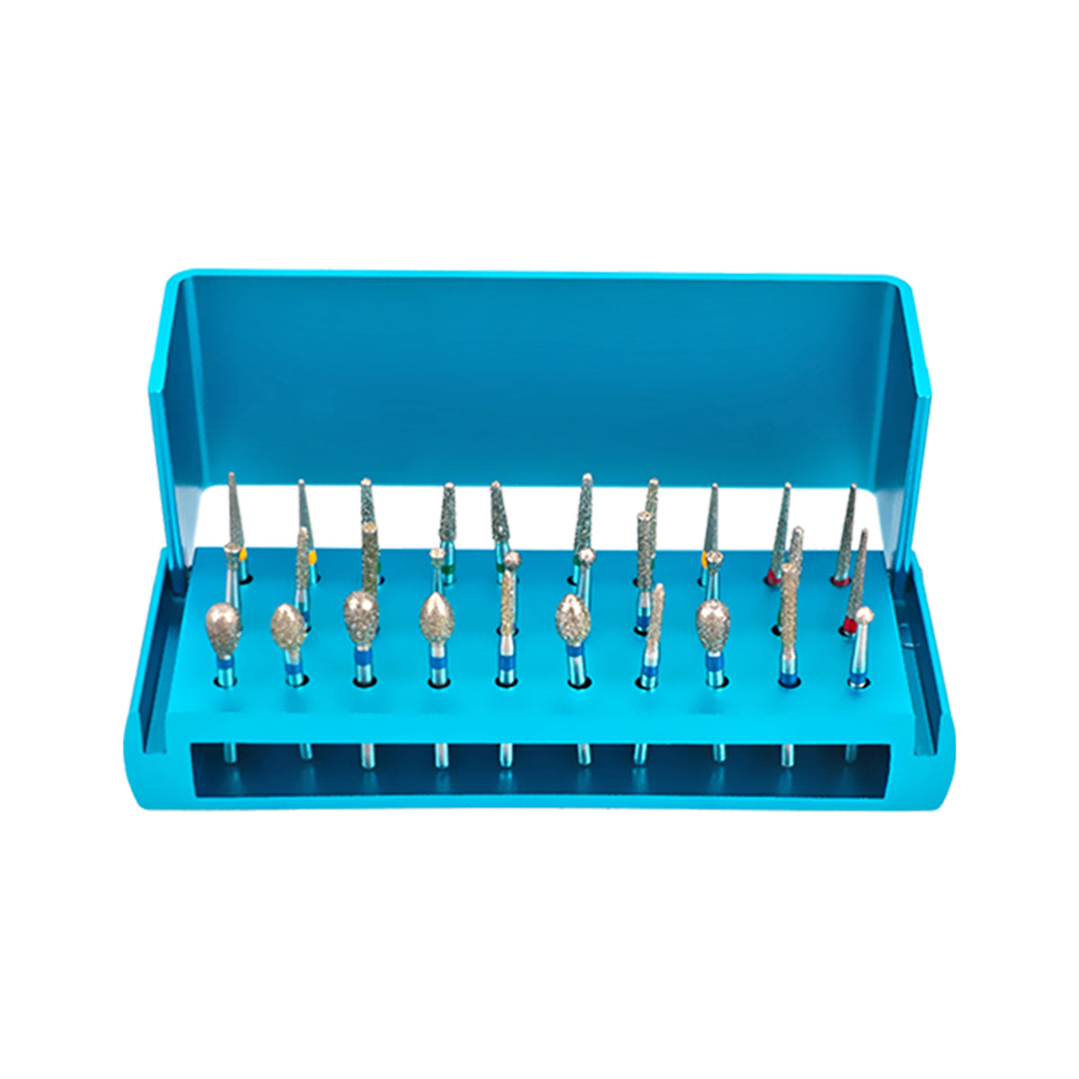Blue autoclavable dental bur block with 30pcs diamond burs