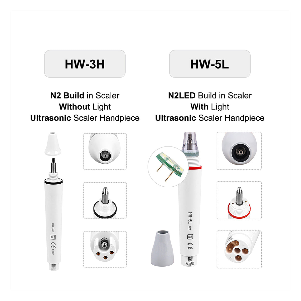 Detachable autoclavable handpiece for dental built‑in ultrasonic scaler