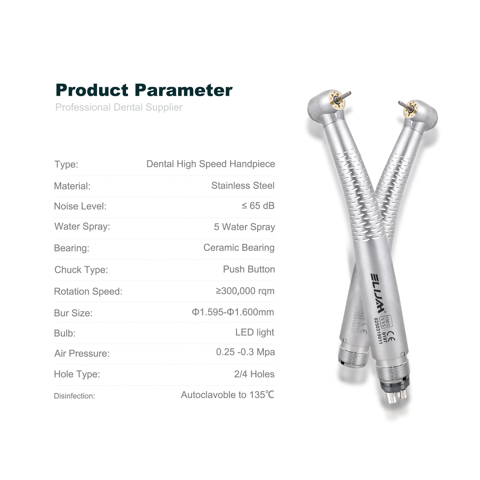 certified dental shadowless 5 led high speed handpiece product