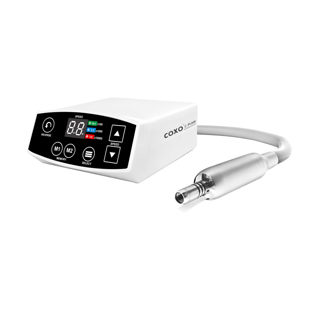 COXO brushless micromotor handpiece close‑up