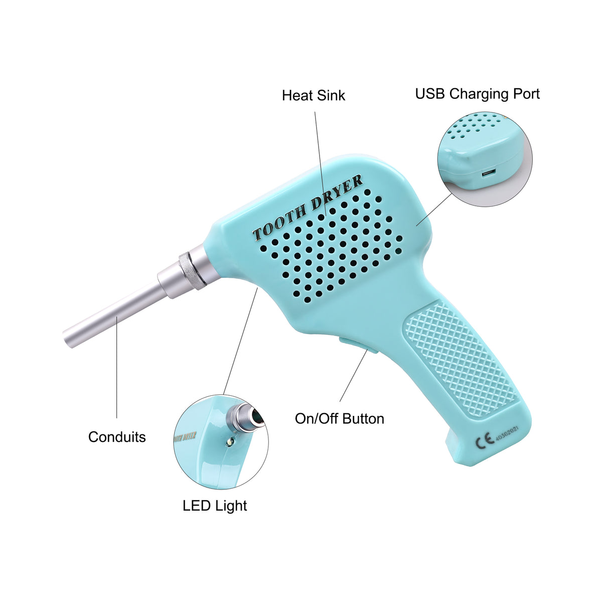 Complete kit of Denspay tooth dryer with all replaceable nozzles