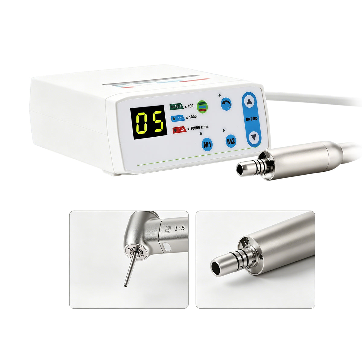 LED handpiece head closeup for dental brushless micro motor