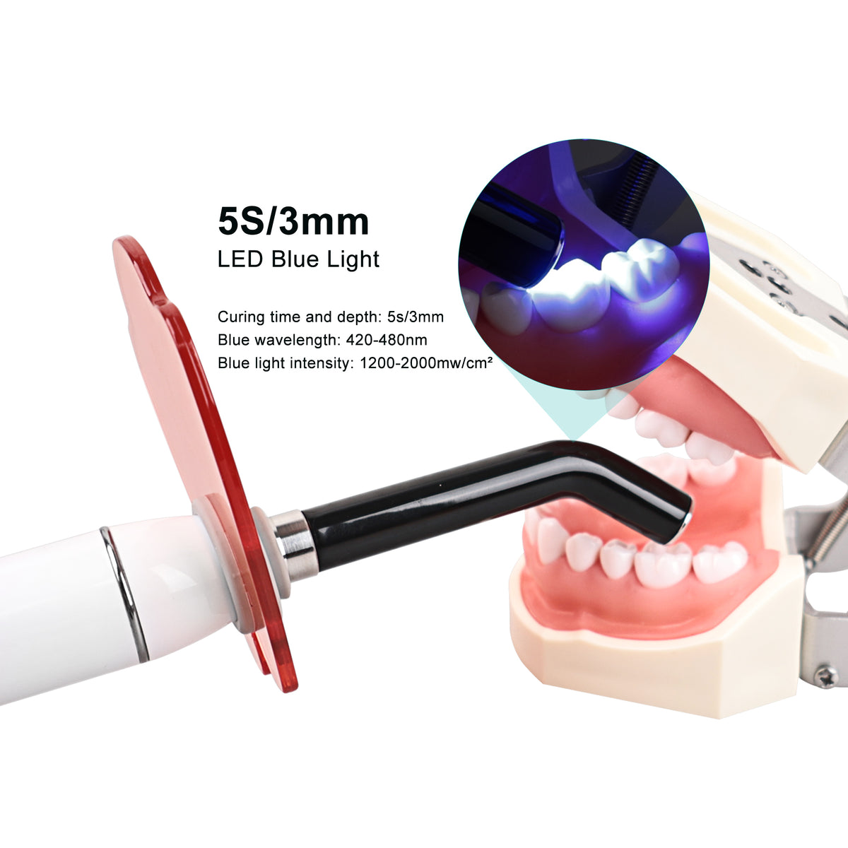 Dental clinical operation scene of embedded curing lamp for composite resin curing