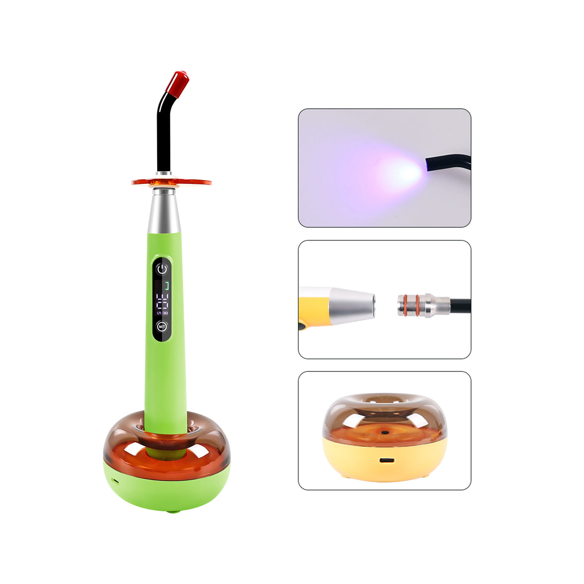 Complete kit of 5s curing light with caries detection glasses and full accessories for dental clinic use