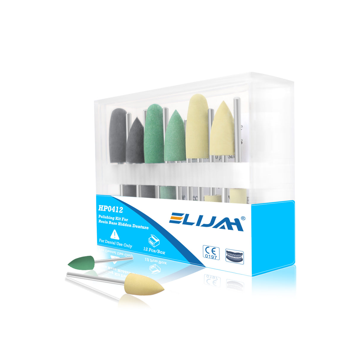 12pcs dental polishing kit transparent plastic package box