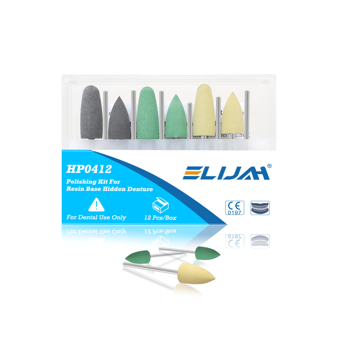 Resin Base Hidden Denture Polishing Kits 12pcs pack main product photo