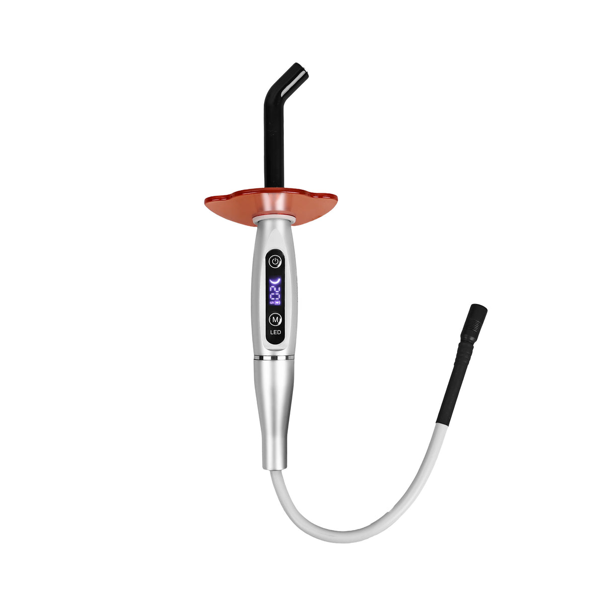 5s wireless dental LED curing light white background main product view, comparable to Ivoclar Bluephase